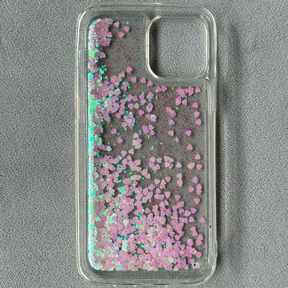 iPhone 12 Phone Case ~ Pink and White Iridescent Hearts ~ Brand New!